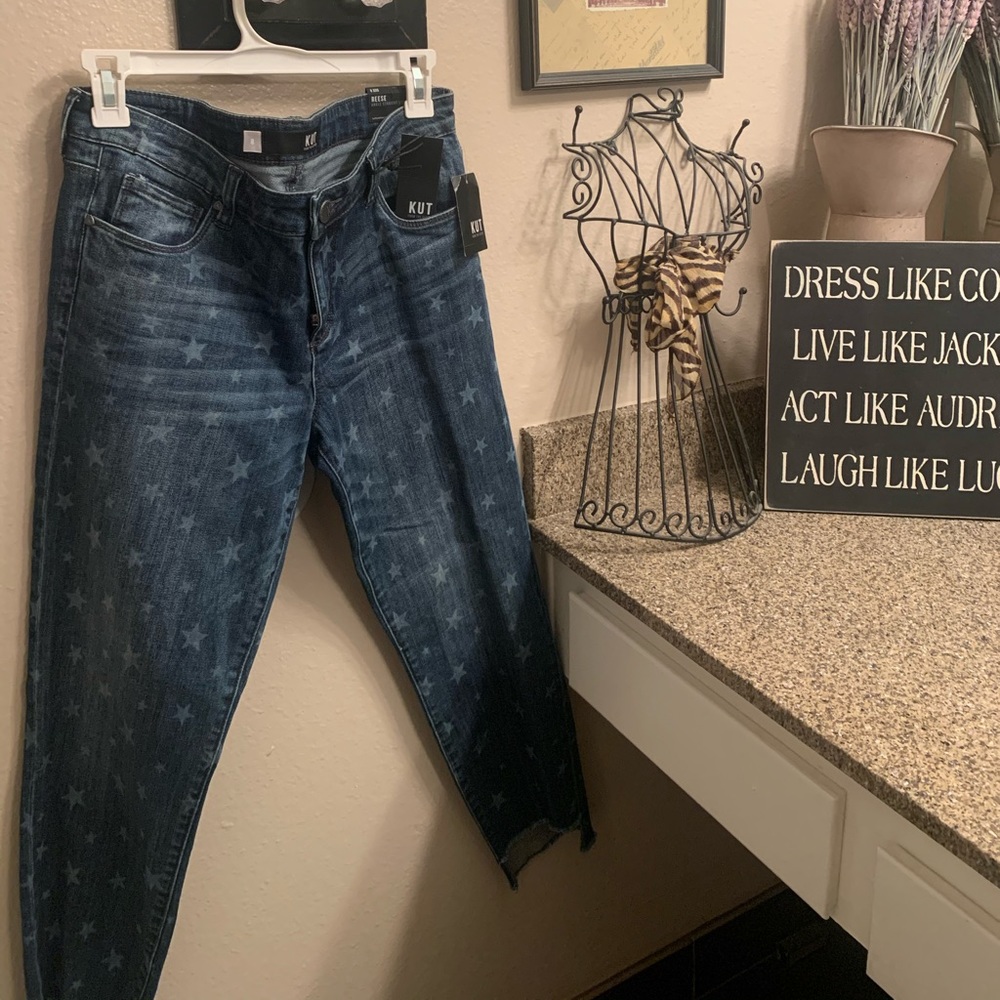 Kut from the Kloth Reese blue denim with Stars